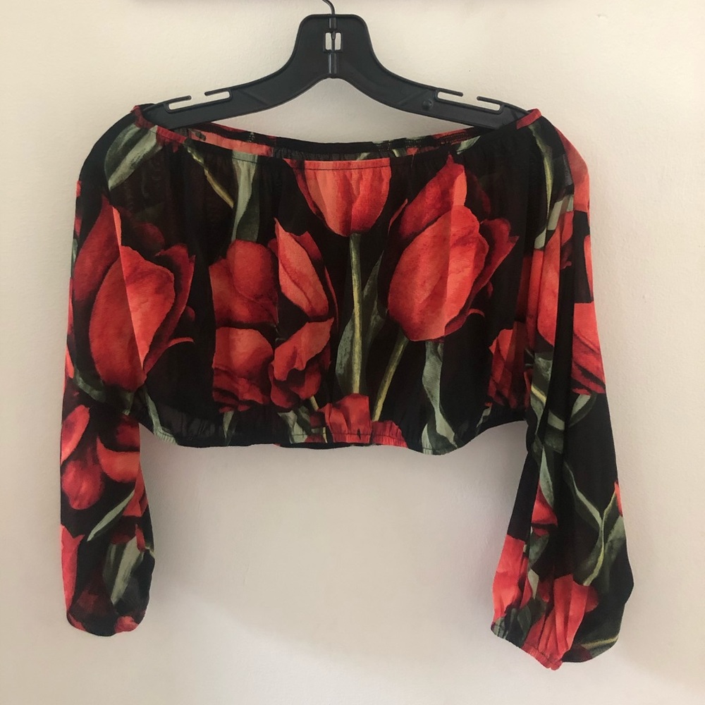 Rose Mesh - cinched crop top